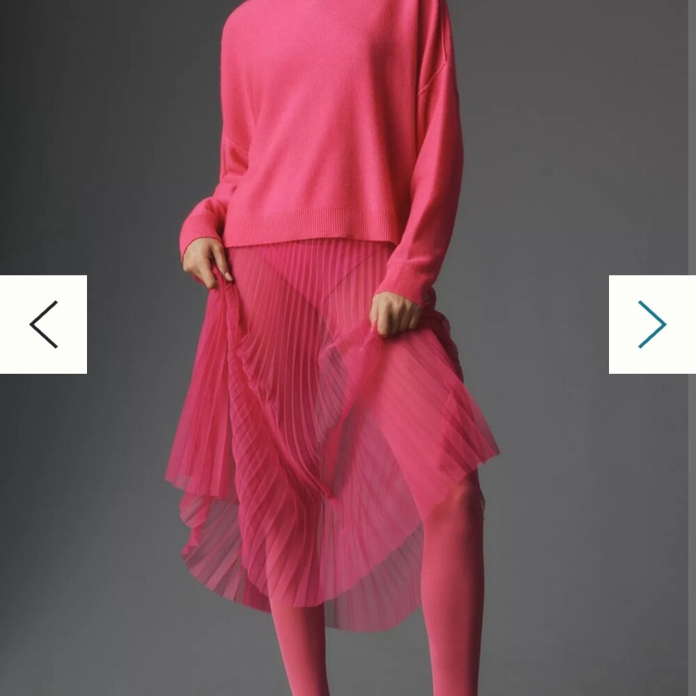 By Anthropologie Sunburst Pleated Sheer Midi Skirt